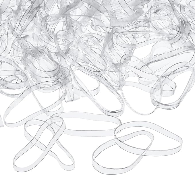 Eboot 500 Pcs Clear Hair Elastic Rubber Bands 1.2 Inches in Diameter & 3 mm in Width Mini Rubber Bands, Easy Glide Hold Styling Small Hair Ties Ponytail Elastics Holders for Braids