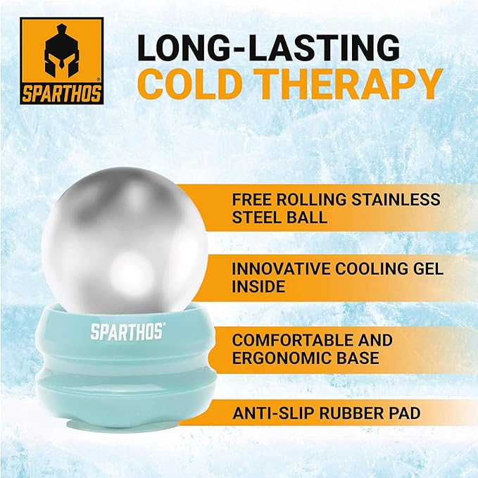Sparthos Cold Massage Roller Ball - Fitness Cryosphere Massager - Cryo Cryocup Ice Massage Cups - for Muscle, Face, Body Muscles - Manual Polar Icing Cooling Balls - Recoup Message (Mint, 54mm)
