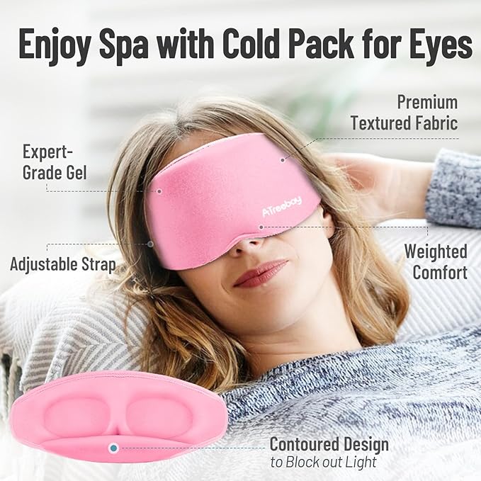 Cooling Eye Mask, Cold Eye Mask for Puffiness, Reusable Ice Eye Masks for Dark Circles, Puffy Eyes, Relieve Migraines and Headaches with Gel Eye Masks Therapy, Long-Lasting Comfort (Pink of 3D)