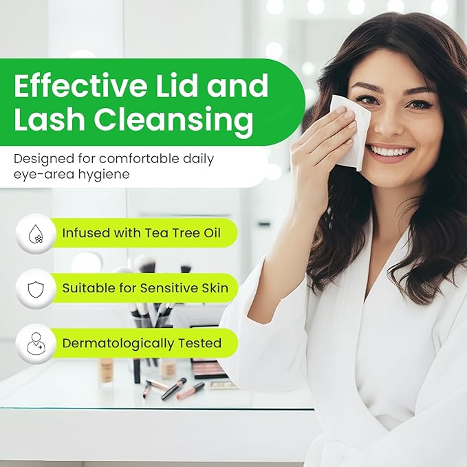 OPTASE TTO Eyelid Cleansing Wipes, 20 Count – Individually Wrapped Tea Tree Oil Eyelid Wipes – Preservative-Free Formula for Daily Use – Eye Doctor Recommended Tea Tree Eye Lid Cleanser
