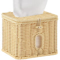 Facial Clean Skin Club Face Towels Holder for Bathroom, Plastic Rattan Disposable Face Towel Holder, Farmhouse Style for XL Face Towels Box Basket with Lid, Beige Color