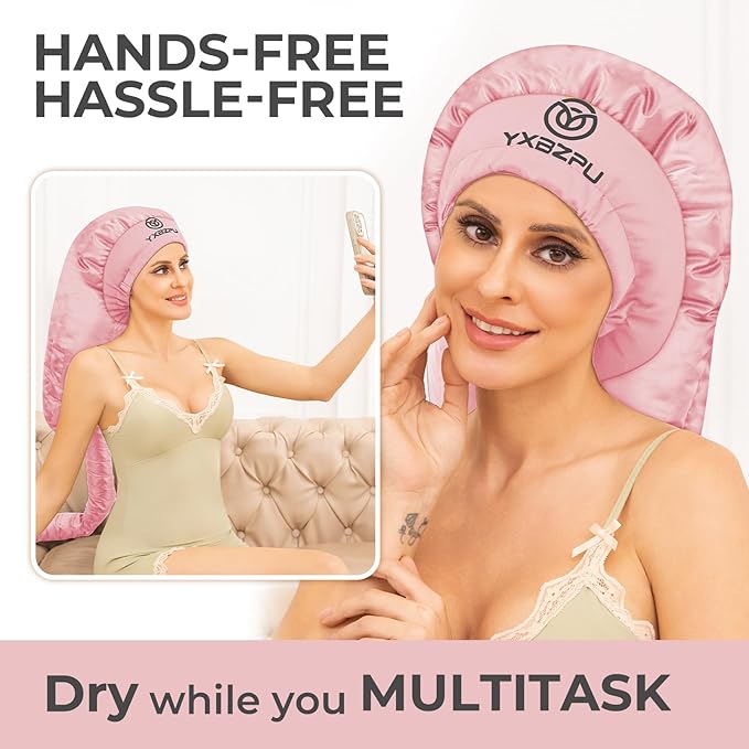 Bonnet Hair Dryer,Hooded Hair Dryer Attachment, Dryer Hooded Diffuser Cap for Curly,Speeds Up Drying Time,Safety Deep Conditioning at Home(Pink)