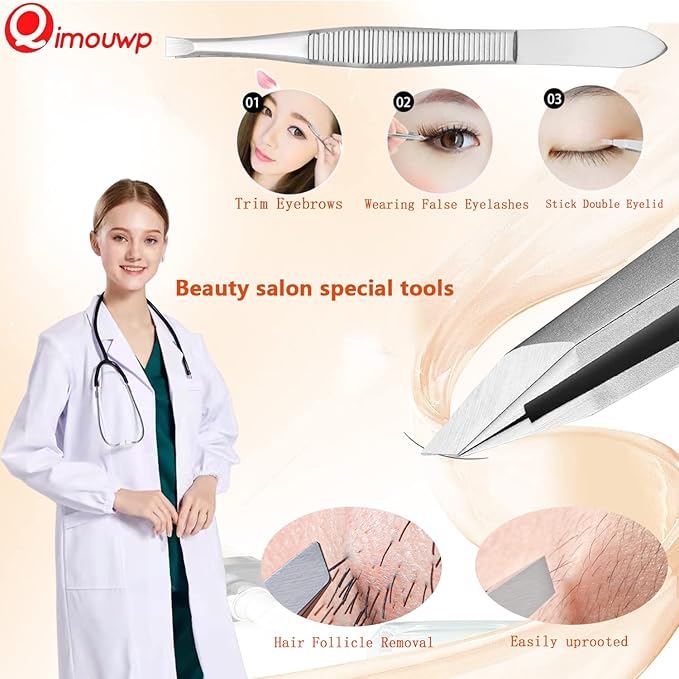 16 Pcs Pimple Popper Tool Kit, Blackhead Remover Tools, Comedone Extractor Whitehead Zit and Cyst Acne Removal Kit, Professional Stainless Steel Tweezers for Eyebrows, Beauty Tools for Face Nose