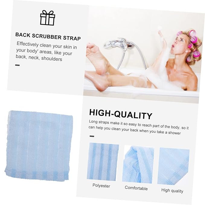 Portable Back Bath Towel Double-sided Exfoliating Shower Scrubber Straps for for Deep Cleaning Back Neck and Shoulders