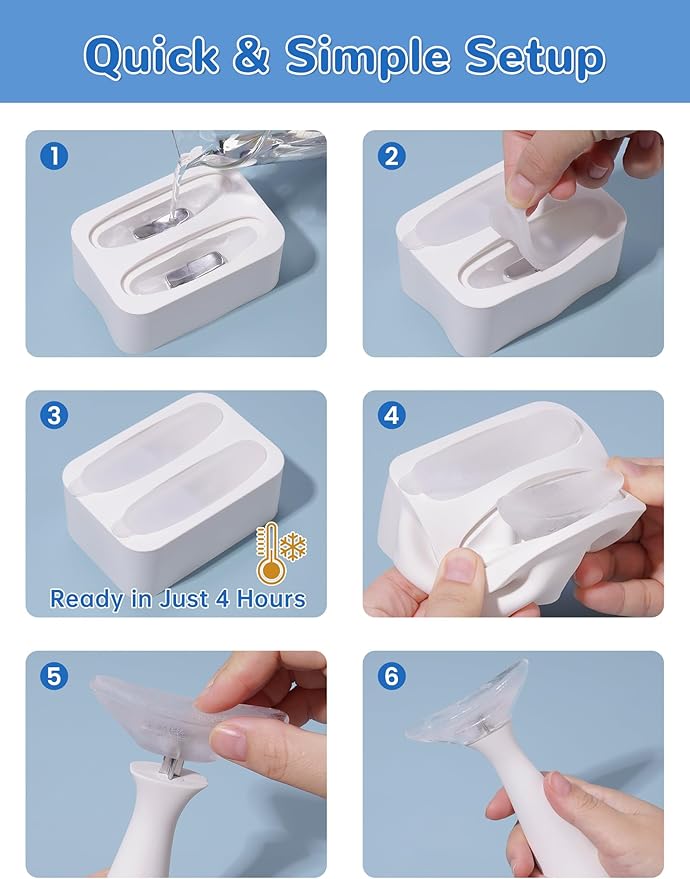 NiHome White Silicone Facial Ice Mold Tool, Reusable Cooling Face and Body Stick for Puffiness Relief, Pore Tightening, Sun-Exposed Skin Soothing, Headache Refreshing Care, Portable with Handle