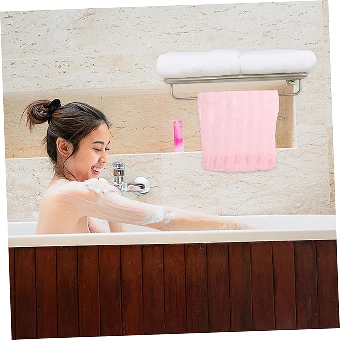 Back Scrubber Belt Portable Exfoliating Towel Bath Wash Towel Straps Comfortable Material Pink