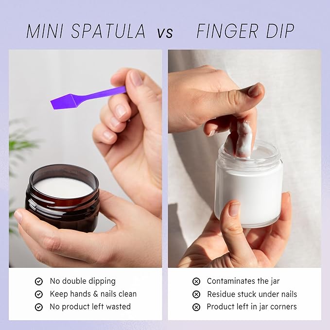 PANA 100pcs Brand Cosmetic Make Up Disposable Plastic 2.5" Spatulas Skin Care Facial Cream Mask Spatula (100 Pieces in a Container) (PURPLE)