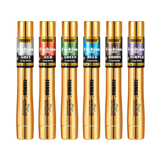 Hair Coloring Wand, 6 Colors Temporary Hair Mascara with Brush - No Bleach Formula, Smudge-Resistant & Quick-Drying for Highlights, Ombre, Daily Styling