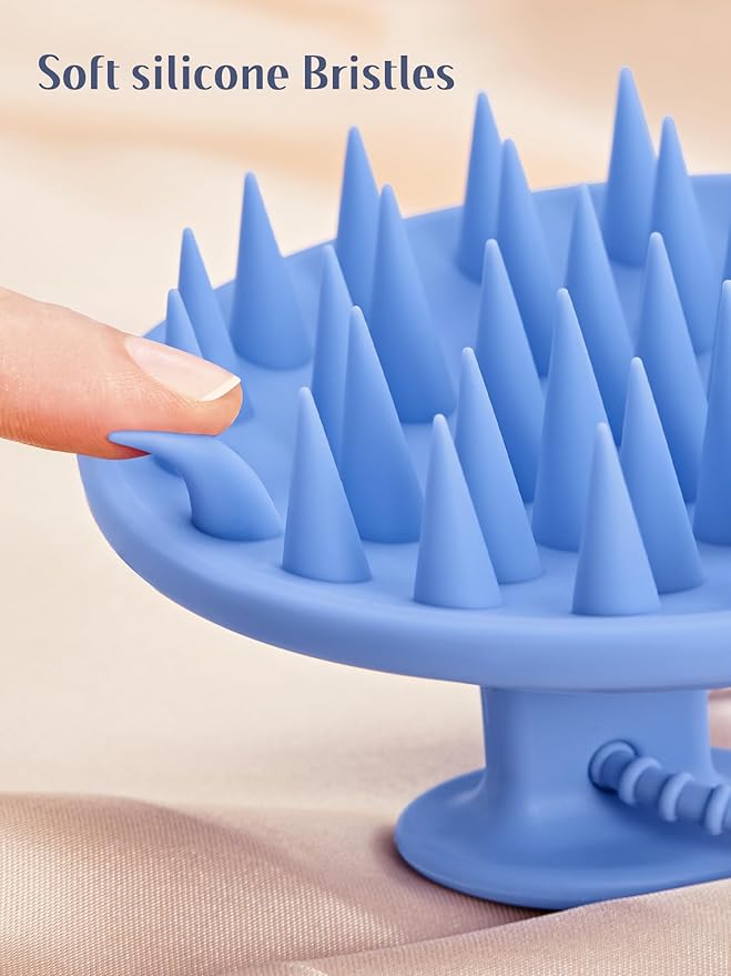 HEETA Scalp Massager Shampoo Brush with Silicone Bristles for Dandruff Removal Scalp Care & Hair Growth, Scalp Scrubber for All Hair Types, Head Massager Stress Relax, Upgraded Large Design,Blue
