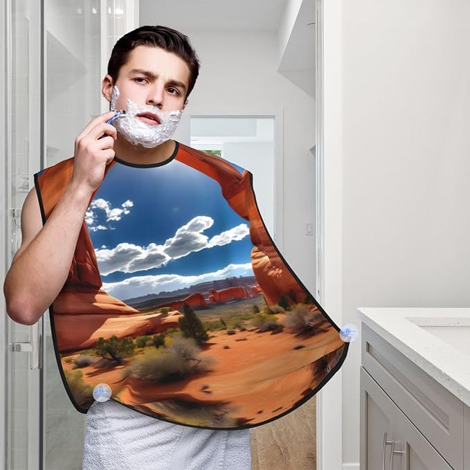 Flag Of Georgia Print Beard Bib Shaving Apron, Beard Hair Trimming Cape Gift For Dad