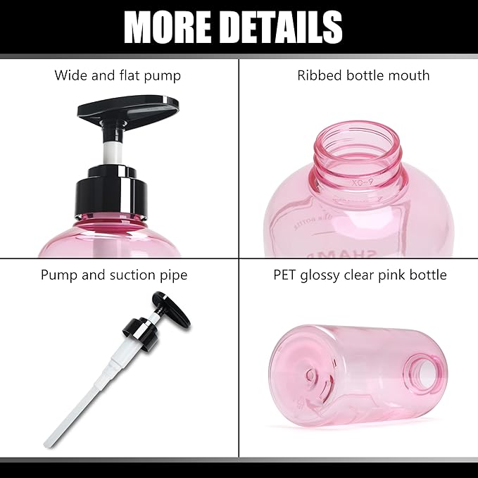 Shampoo and Conditioner Dispenser Set, YACEYACE 3Pcs 16.9oz Shower Dispenser Bottles, Soap Dispenser Bottles for Kitchen, Bath, Hand Wash, Oil,Travel