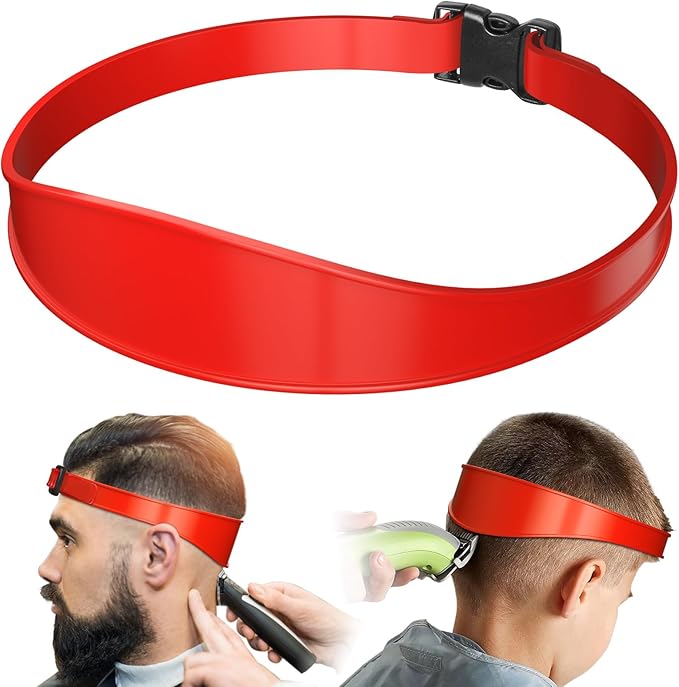 Neckline Shaving Template and Adjustable Hair Trimming Guide,DIY Self Haircutting System, Shaving and Keeping a Clean and Straight Neck Hairline,Easy Use Tool Soft Portable (Red)