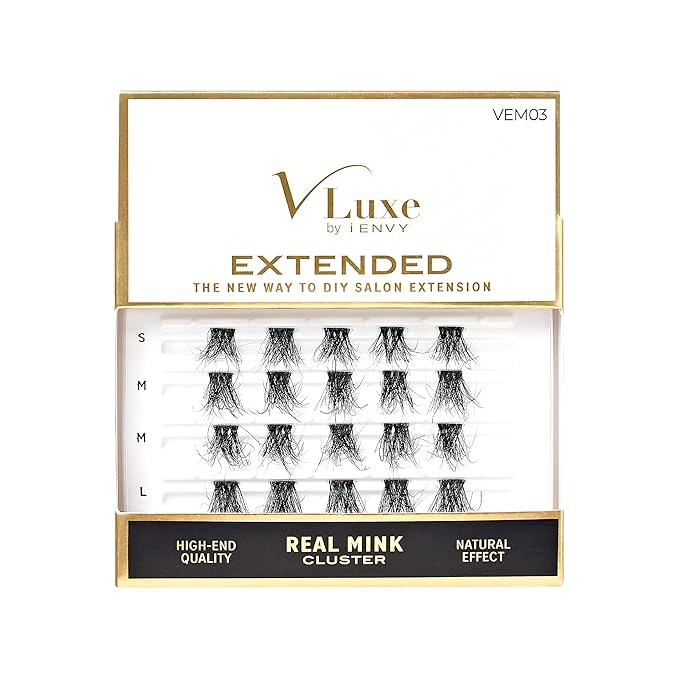 i•ENVY Extended Real Mink Lash Clusters Lashes DIY Salon Lash Extension Apply Underneath Natural Lashes for Perfect Lash Extension Effect, False Eyelashes Reusable