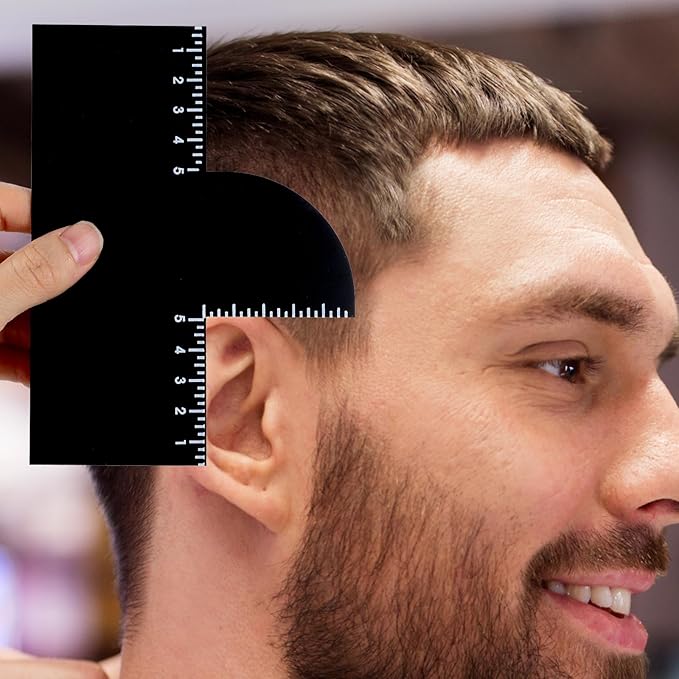 2 Pcs Barber Enhancement Card,Black Shape up Tool for Hairline,T Shape Enhancement Card for Barbers,with Measurement Reusable Enhancements Cards for Precise Edge Beard Line UP