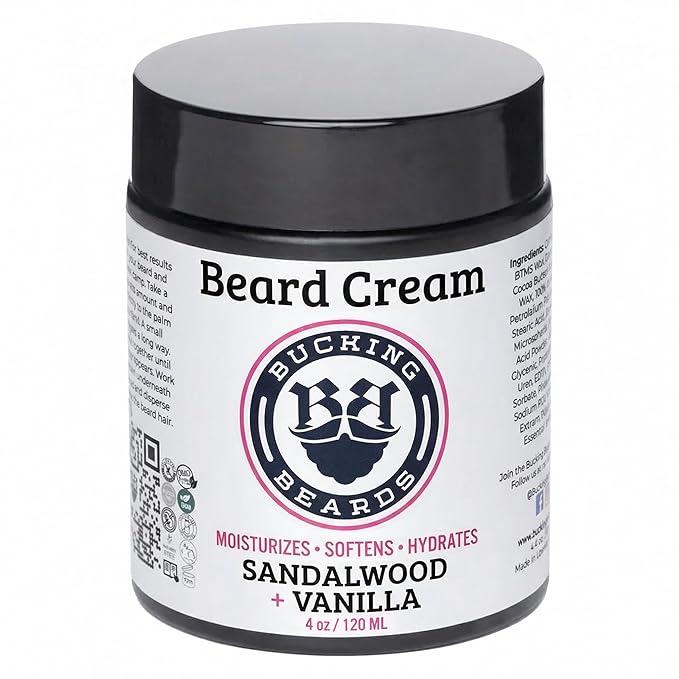 Beard Cream - Beard Softener & Moisturizer with Natural Ingredients - Hyaluronic Acid, Urea & Niacinamide - Vegan, Cruelty-Free, Hypoallergenic Shaving Cream Mens - 4 oz