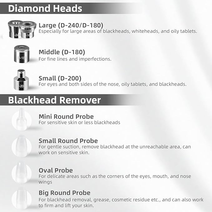 IeBilif Diamond Microdermabrasion Machine, 3 Modes Diamond Microdermabrasion Dermabrasion Machine for Blackhead Removal, Professional Portable Home Travel Microdermabrasion Device