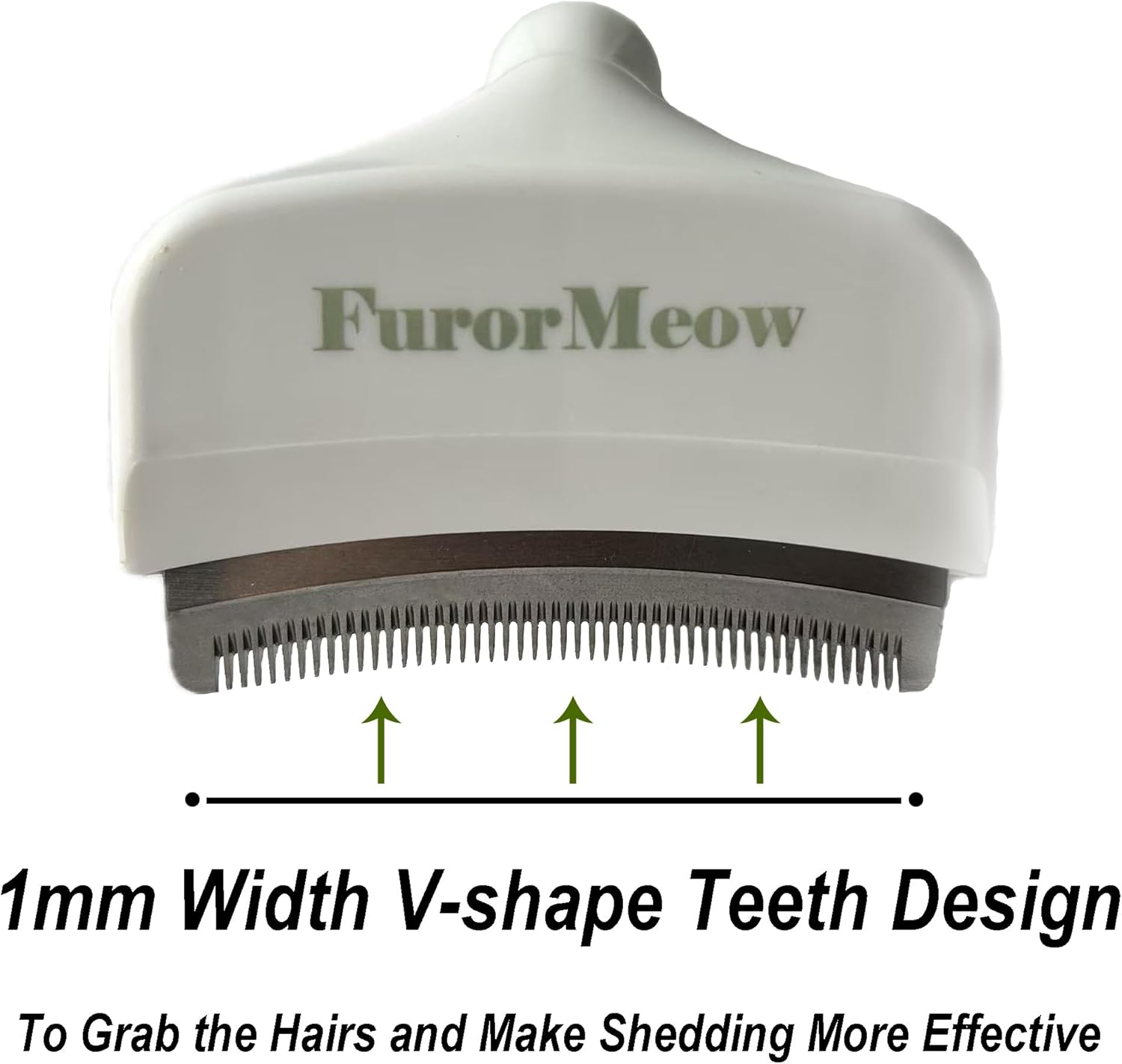 Pet Deshedding Tool with Curve Blade, Cat Grooming Brush, Tight V-shaped Teeth Shedding Comb for Cat and Small Dog (White, Small)