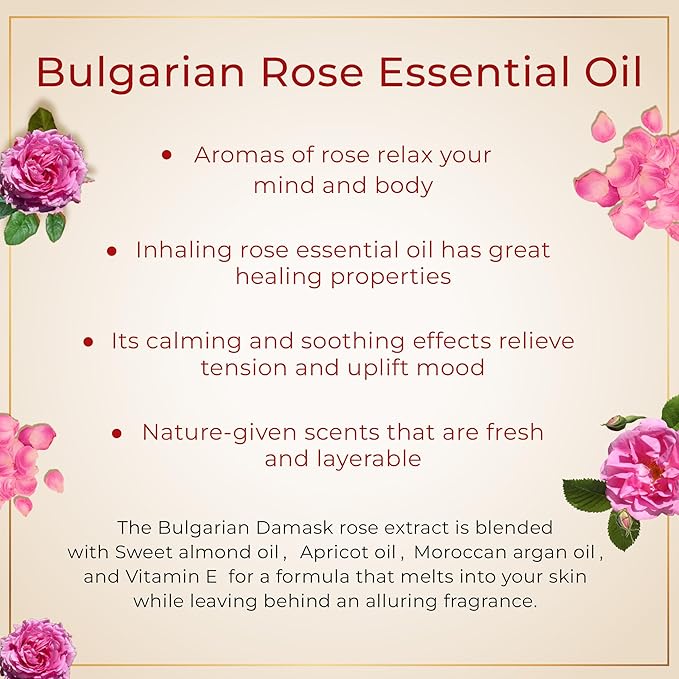 SAFA Rosé Organic Rose Oil Perfume Roller | Bulgarian Damask & Indian Rose Petals | 10 mL Long Lasting Perfume Oil for Women & Men | Non-Toxic, Alcohol-Free & Travel Friendly