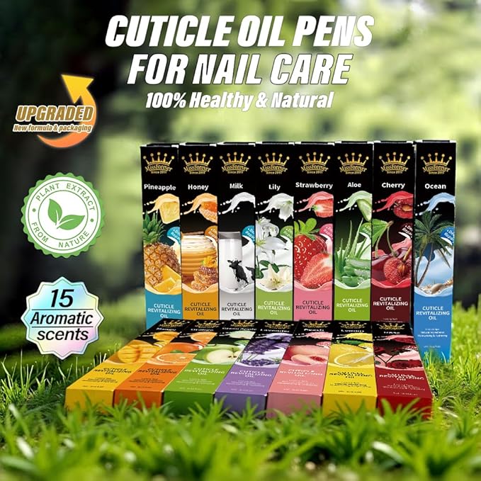 Cuticle Oil Pens - Light Scents Nail Oil Pen for Growth and Strength, Nail Care Mini Vitamins Oil Set with Natural Ingredients, Cutical Repair Bulk for Women Manicure (All 15 Scents)