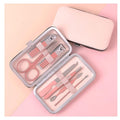Pink Manicure Set Beauty Tool Portable - Nail Clipper Pedicure Grooming Kit Stainless Steel 7 in 1 Luxury Leather Travel Case, for Woman Girl Home Travel Gift Giving
