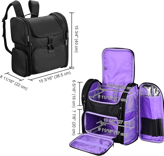 BYOOTIQUE Rolling Makeup Train Case with Backpack Travel Cosmetic Storage