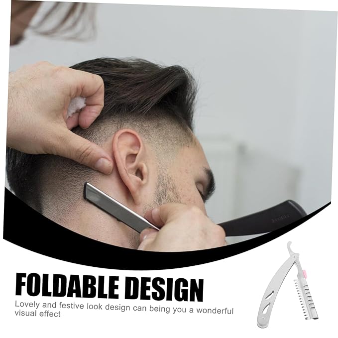 FRCOLOR Stainless Steel Manual Razor Shaver for Men Vintage Folding Straight Razor Beard Shaving Tool Eyebrow Shaping Haircut