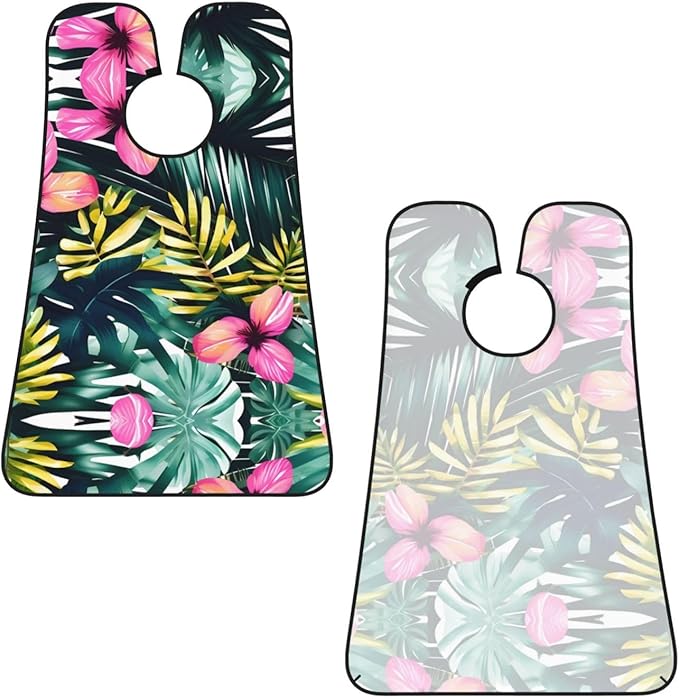 Tropical Summer Hawaiian Flower Palm Leaves Print Beard Bib Apron For Men, Beard Hair Catcher For Men Shaving Trimming,Beard Cape Cloth