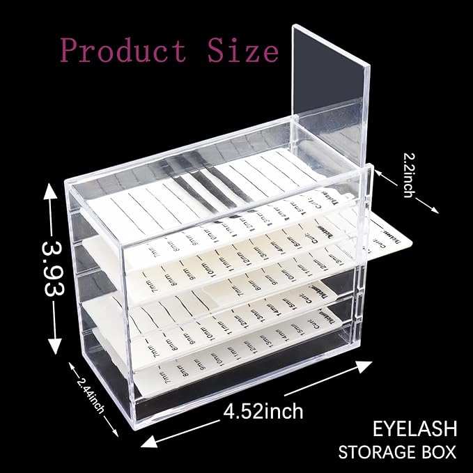 5 Layer Makeup Organizer Storage Box Clear Eyelash Storage Box Eyelashes Grafting Eyelash Extension Tool (Clear)