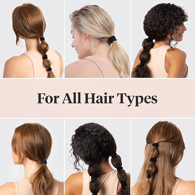 Kitsch Nylon Hair Ties No Damage - Stretchable Hair Bands for Strong All-Day Hold, Ponytail Holders | Hair Accessories for Girls | Ideal Gifts for Women - Black, 20 Pcs