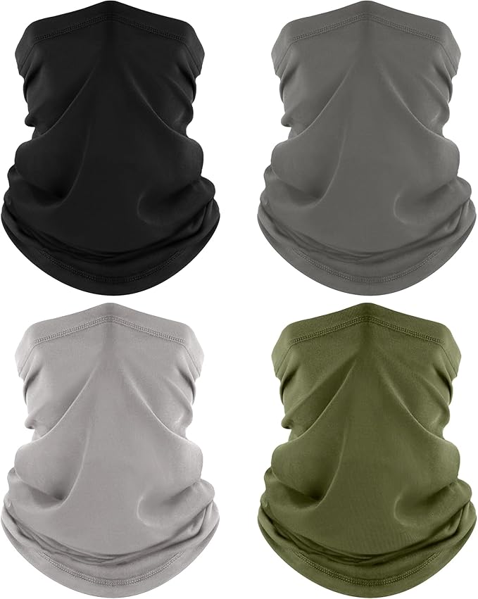 4 Pack Neck Gaiter, Cooling Breathable Face Mask UV Protection Scarf Hiking Bandana for Men/Women