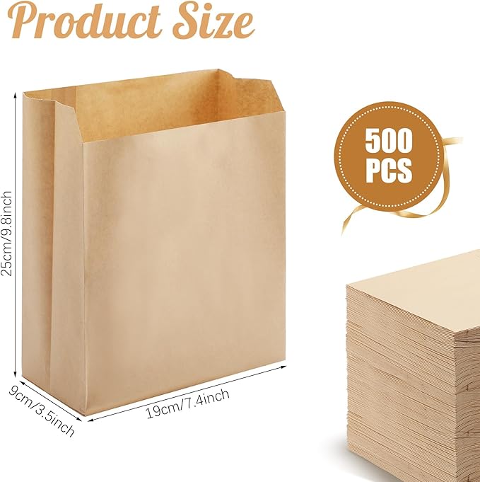 Tenceur 500 Pcs Waxed Sanitary Napkin Disposal Bags 7.5'' x 10'' x 3.5'' Kraft Feminine Hygiene Liner Bag Paper Bags for Commercial Business Personal Restroom Bathroom Janitorial Dispenser