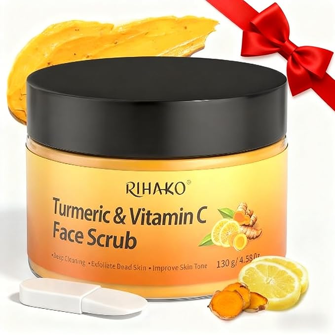 Easter Gifts for Women Turmeric Vitamin C Face Scrub-Turmeric Microdermabrasion Exfoliating Facial Scrub Vitamin C Face Exfoliator