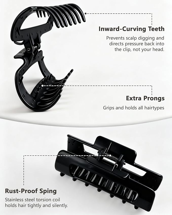 Soft Claw Clips, 2PCS Cloud Hair Claw Clip, Flexible, Lightweight &Cosy Hair Clips, Strong-Hold Non-Slip for Thick Thin Hair, Hair-Pins for Women Girlfriend Parties Casual Daily(Coffee + Black)