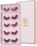 DYSILK False Eyelashes Mink - Strip Lashes 5 Pairs 6D Faux Eyelash Wispy Lashes Cat Eye Fake Eyelashes Natural Look Fluffy Lash Reusable Lash Extension Kit | 004-16.7mm