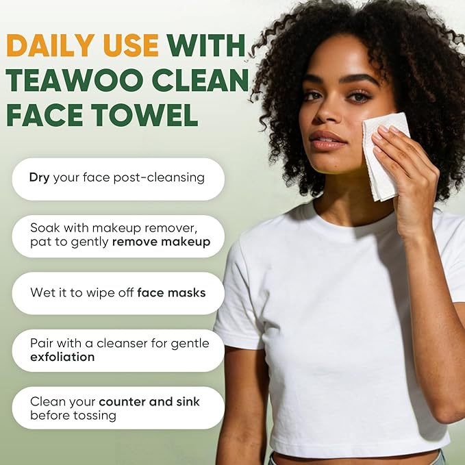 Face Towels Disposable 60 Count, 100% Viscose Fiber Double-Sided Facial Towelettes, Soft Thick Lint-Free Makeup Remover Wipes for Sensitive Skin, Home Use & Travel Pack