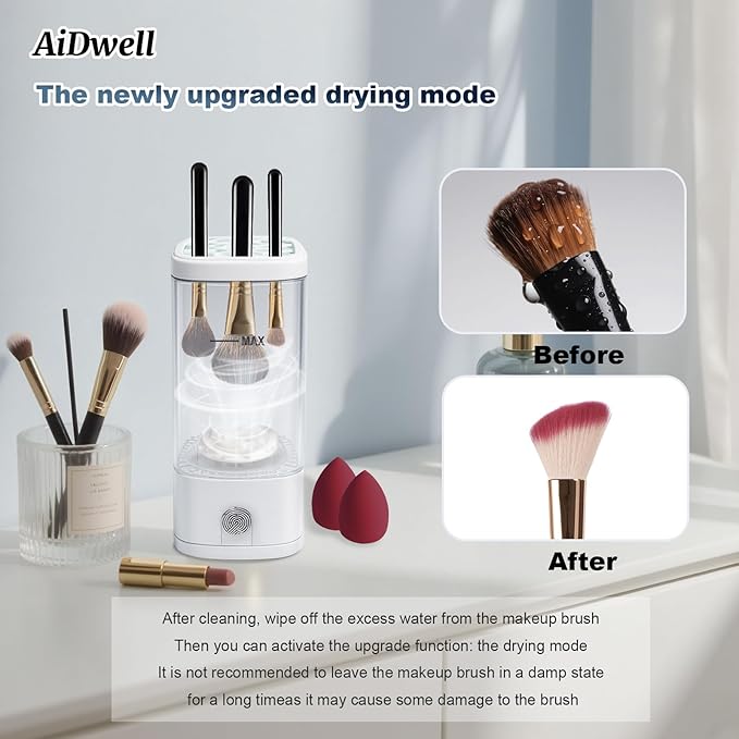 3 IN 1 Electric Makeup Brush Cleaner Machine With Dryer, Holder, Portable Automatic USB Cosmetic Brushes Cleaner Tool Deep Cleaning for All Size Beauty Makeup Brush Set, Sponges, Blush Brush