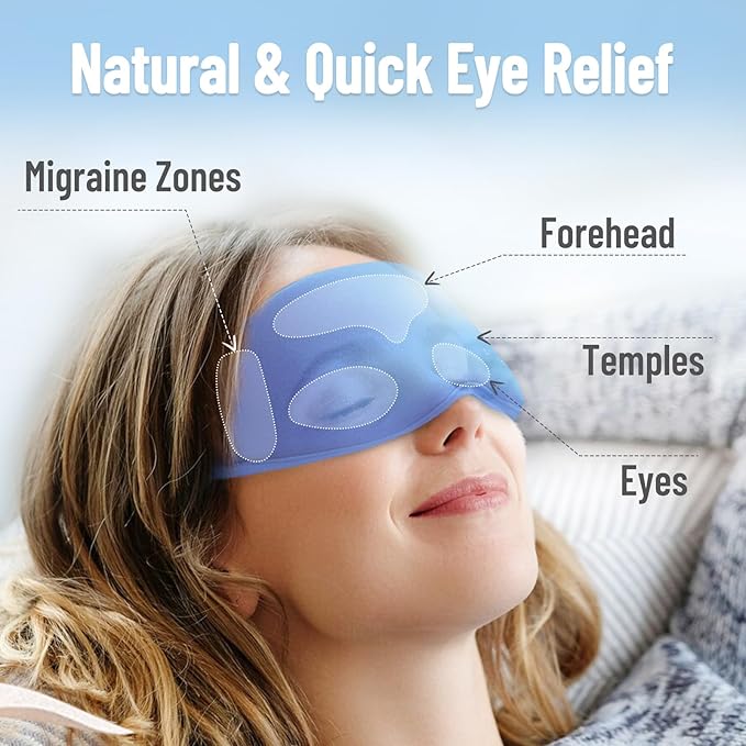 Cooling Eye Mask, Cold Eye Mask for Puffiness, Reusable Ice Eye Masks for Dark Circles, Puffy Eyes, Relieve Migraines and Headaches with Gel Eye Masks Therapy, Long-Lasting Comfort (Deep Blue of 3D)