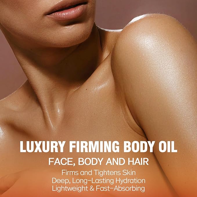 Body Firming Oil 3.38 FL OZ, After Shower Body Oils for Women, Skin Tightening and Hydrating Treatment for Arms, Legs, Stomach and Full Body, Deep Moisturizing Body Care That Plumps