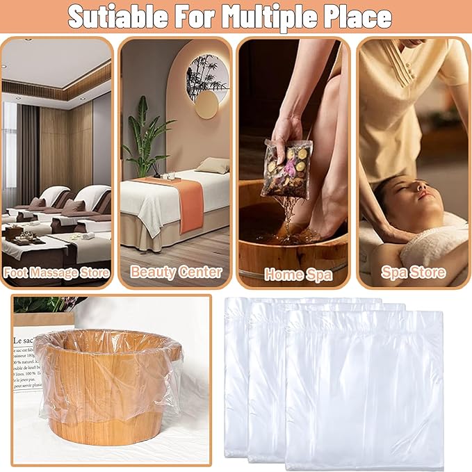 Swingers 160pcs Disposable Foot Tub Liner,Portable Bath Basin Bags, Foot Bath Liners,Spa Liners For Pedicure,Thin Large Foot Bath Liners Disposable for Pedicure Spa Home Hotel,21x25inch (160pcs)