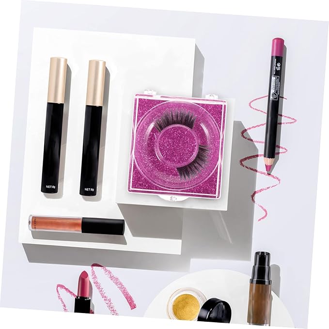 OUNONA 6-Piece False Eyelash Case Set Plastic Lash Holder Glitter Finish for Easy Storage and Organization for Makeup Artists and Eyelash Enthusiasts