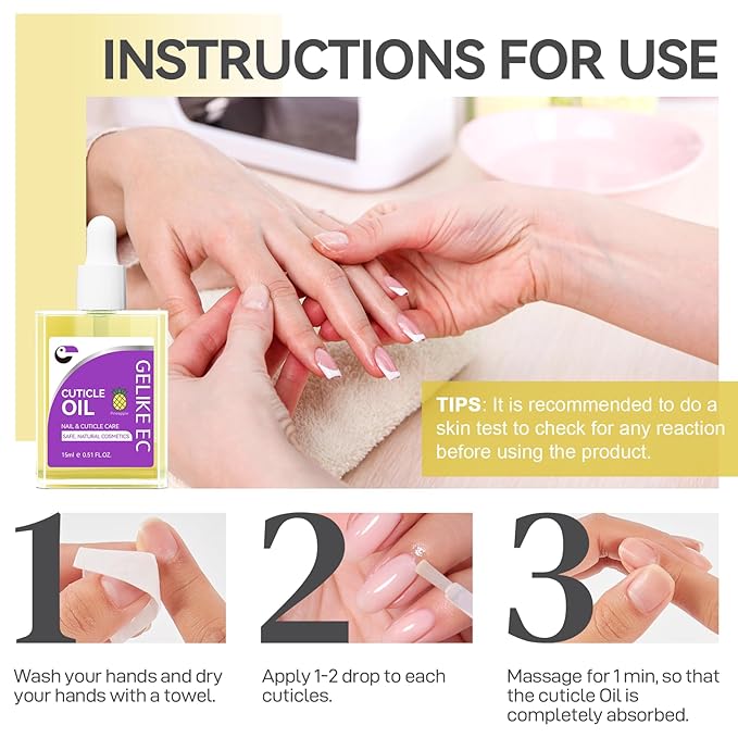 Nail Cuticle Oil for Moisturize and Repair - Gelike EC Easy and Quick Absorb Cuticles Care Treatment - Natural Pineapple Smells for Women and Men Dry Damaged Thin Nails