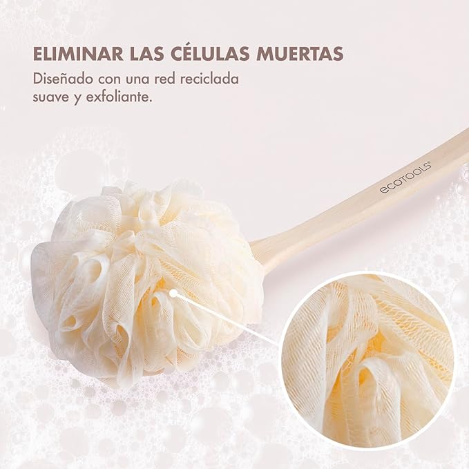 Bath Pouf With Handle - Hard-to-Reach Cleansing Sponge - EcoPouf Bath Brush - Assorted Colors