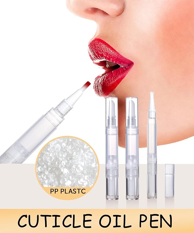 16 Pcs 3ml Empty Cuticle Oil Pen with 4 Pcs Transfer Pipettes - Transparent Nail Oil Twist Pens with Brush Tip for Nail Oil, Eyelash Growth Liquid, Cosmetic Lip Gloss Container Applicators
