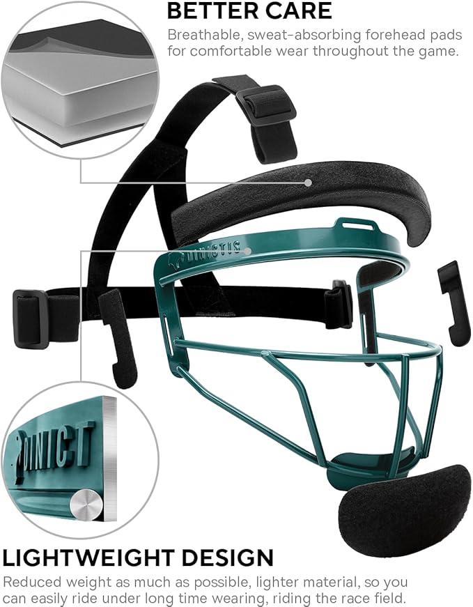 Dinictis Softball Face Mask, Lightweight, Comfortable, with Wide Field Vision, Durable and Safe Face Guards, Premium Protective Softball Fielder's Mask