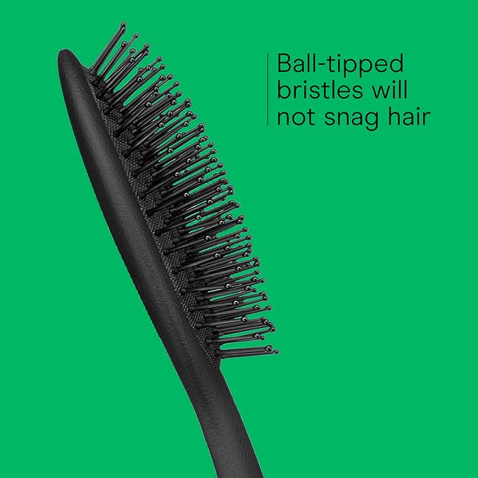 CONAIR Men Hair Brush, Men’s Detangler Brush for Everyday Brushing and All Hair Types, Flexible Cushion Base with Ball-Tipped Bristles Won’t Snag or Pull, Black