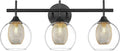 Bathroom Light Fixtures, 3-Light Black and Gold Vanity Lights Over Mirror, Farmhouse Wall Sconce Lighting with Clear Glass and Honeycomb Metal Shade, AD-22001-3W-BK