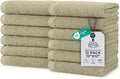 DAN RIVER 12 Pack Wash Cloths for Showering [12x12] - 100% Cotton Washcloths Premium Quality Flannel Face Cloths for Bathroom, Highly Absorbent and Soft Feel Wash Clothes, Beige