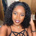 XSY Headband Wig Human Hair Deep Wave Headband Wigs for Black Women No Lace Front Wigs Virgin Curly Headband Wig 150% Density (12 Inch, Natural Color)