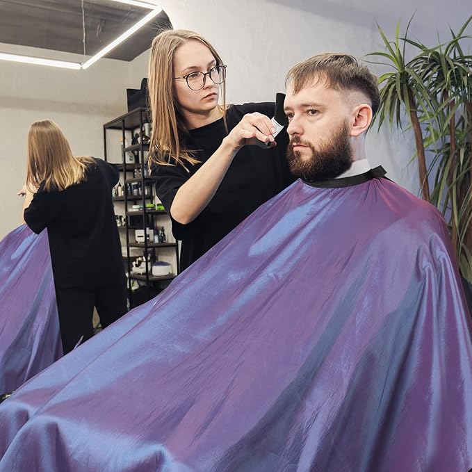 hair cutting cape set, salon barber cape with duster brush and disposable barber neck strip Salon Barber Cape for Men, Women