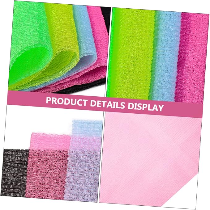 5Pcs Long Strap Back Washer Exfoliating Scrubber for Bathing Skin Massage and Cleaning for Hard to Reach Areas Random Colors Random Color